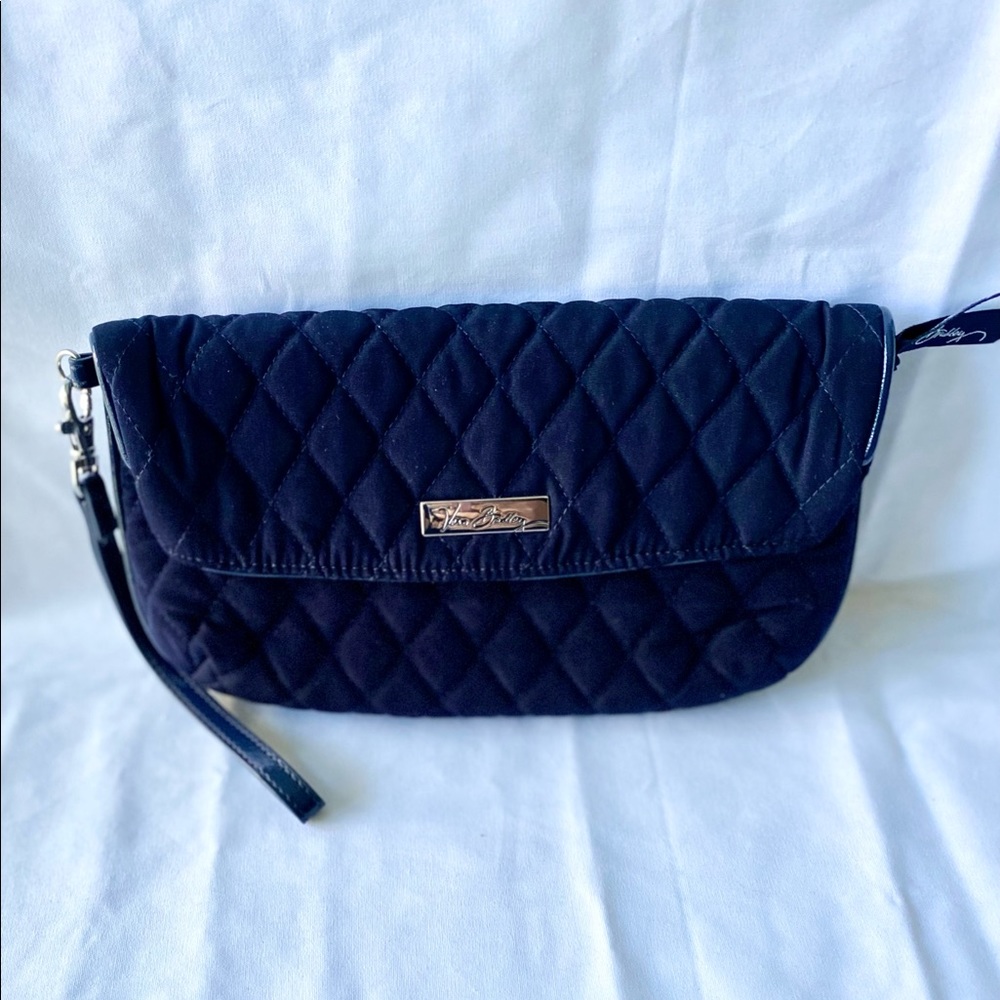 VERA BRADLEY Navy Blue Magnetic Folding Quilted Clutch